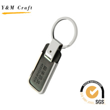 Porte-clés en cuir noir et métal, porte-clés logo estampé (Y02166)